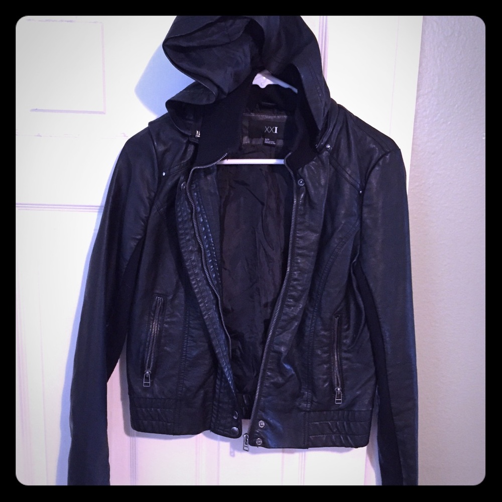 COPY - Vegan leather hooded jacket!